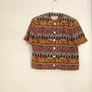 Vintage Silk top in paisley print 90s